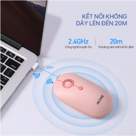 Chuột không dây ACOME AM300 2.4GHz _Tĩnh âm - BẢO HÀNH 12 THÁNG
