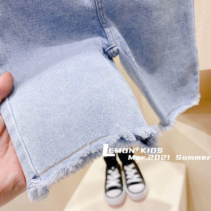 Hàng Mới Về Quần Jean Cotton Mỏng Dáng Rộng 5 Điểm Kiểu Hàn Quốc Thời Trang Mùa Hè Cho Bé