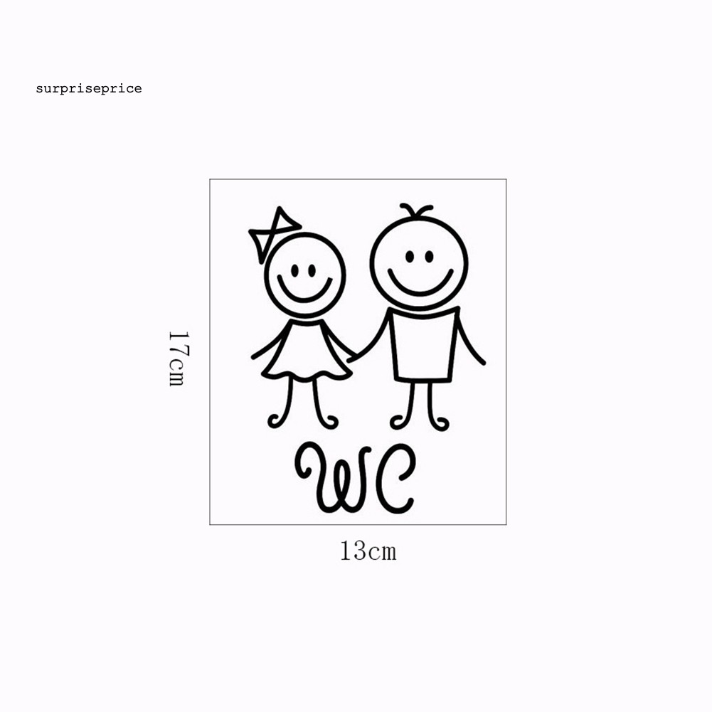 Sticker cửa phòng tắm trang trí hình bé trai và bé gái hoạt hình dễ thương