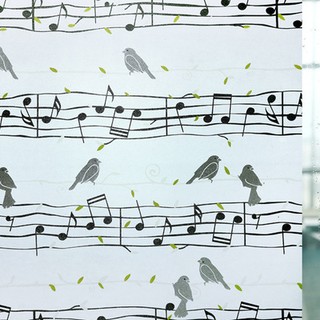 1 mét Giấy dán kính họa tiết chim sơn ca và nốt nhạc khổ 45cm