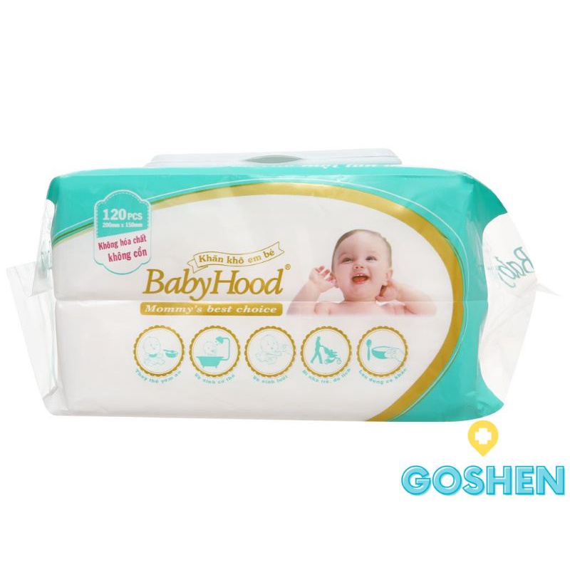 Khăn Khô Em Bé BabyHood 120 miếng