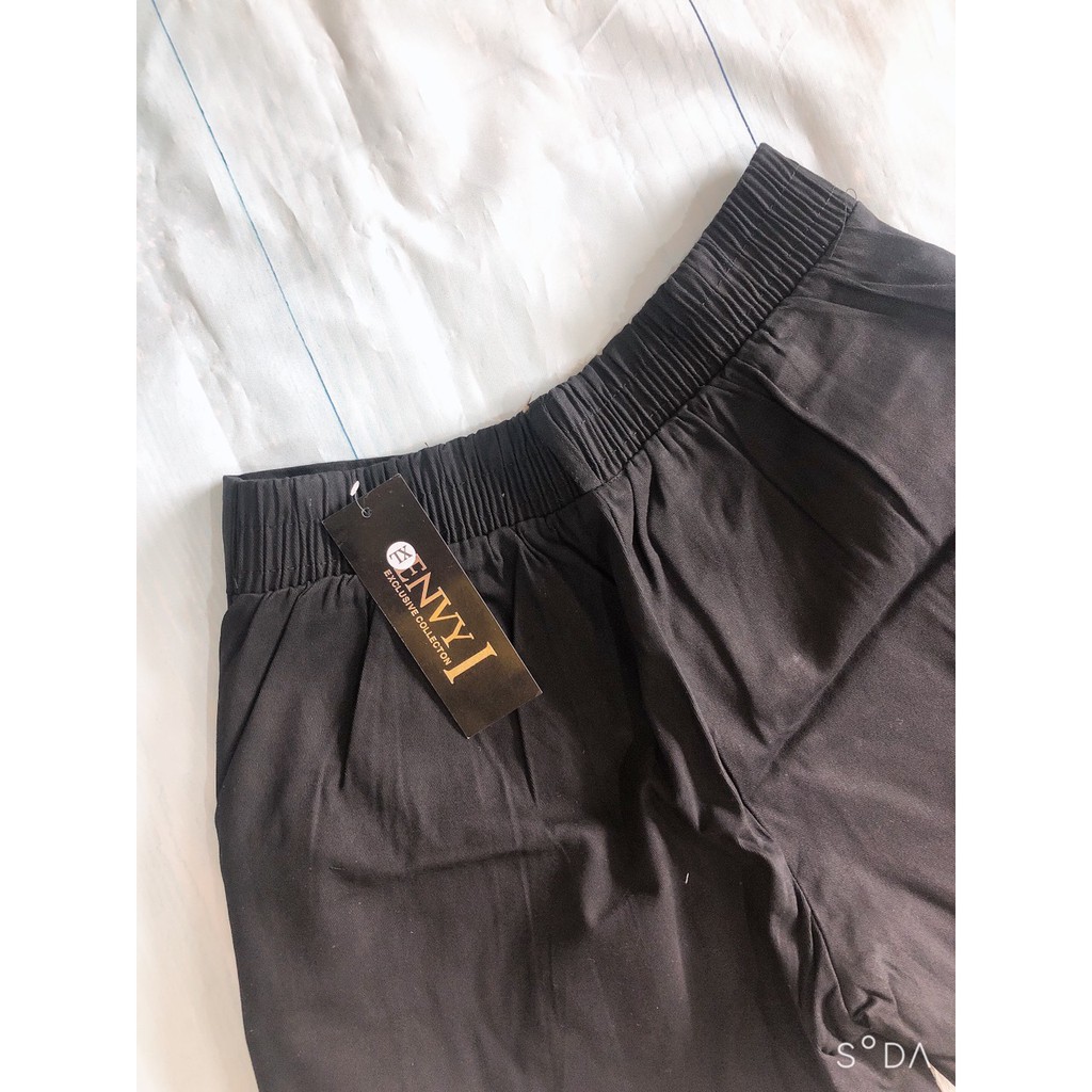 quần short ống rộng cúc khóa chun lưng chất kaki 3 màu
