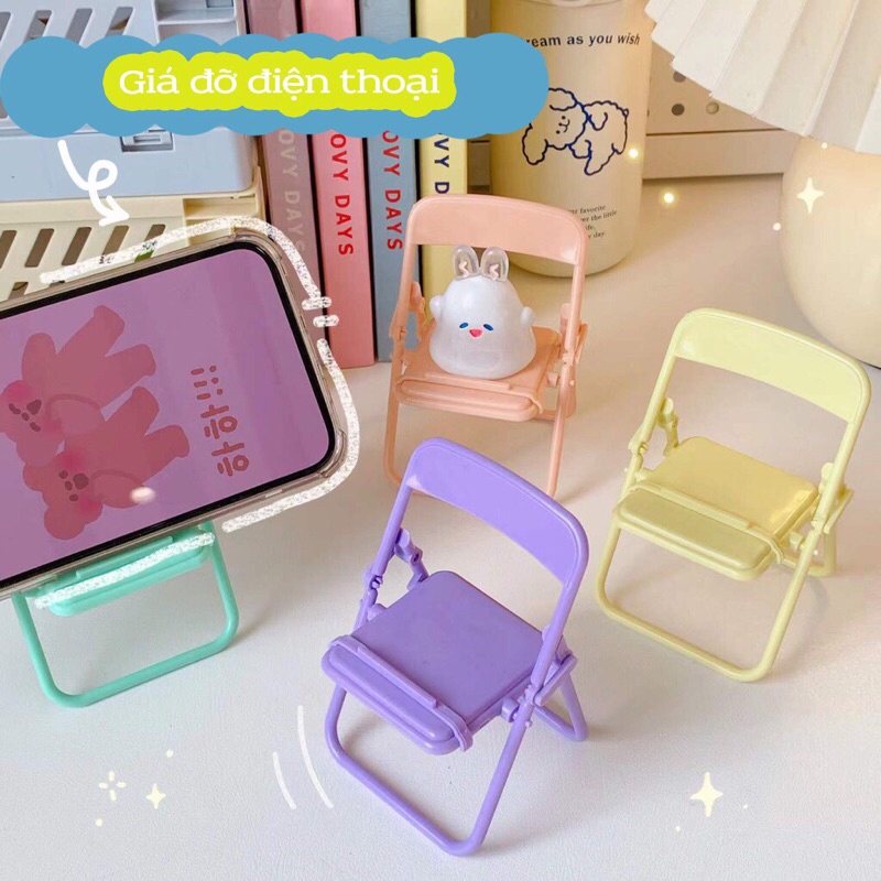Giá đỡ điện thoại hình chiếc ghế màu pastel Hàn Quốc