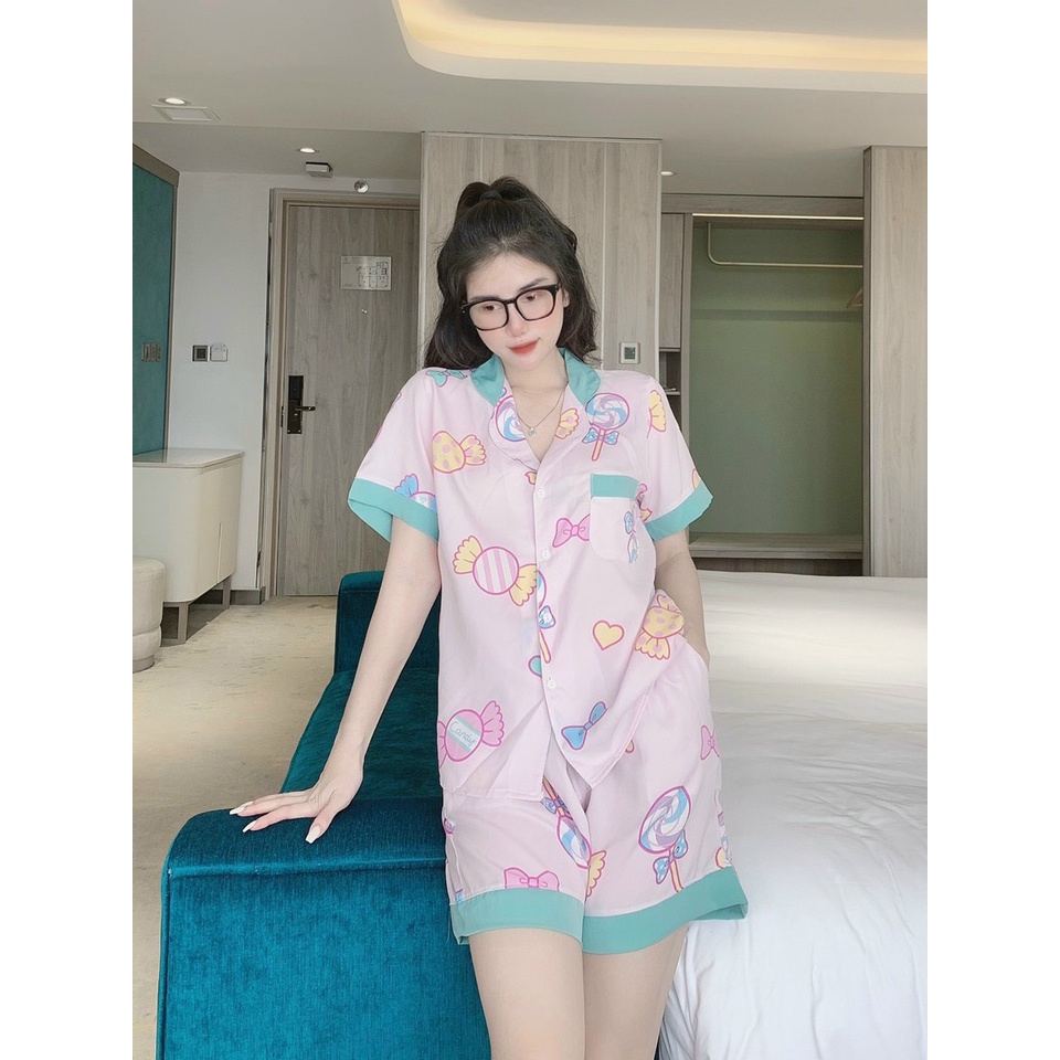 Sét đồ bộ pijama nữ đùi thiết kế mặc nhà siêu dể thương chất liệu lụa cao cấp mềm mịn mát tay giá rẻ tận xưởng free ship