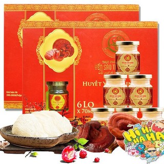 Combo 2 Hộp Yến Sào Thiên Hoàng 15% Huyết Yến Linh Chi (1 Hộp 6 lọ) Tặng 2 túi giấy