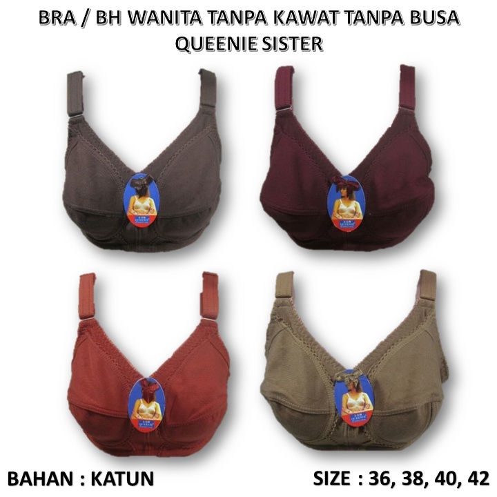 Áo Ngực Nữ Queenie Sister Không Dây Chất Liệu Cotton Cỡ Lớn - COD Pay Cho Người Lớn Tuổi / BH