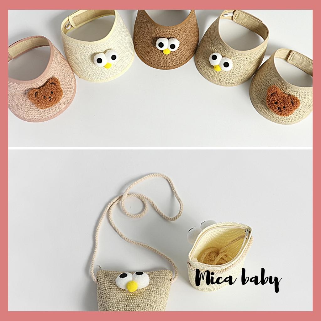 Túi cói thời trang đeo chéo họa tiết mắt chim dễ thương cho bé TC08 Mica Baby