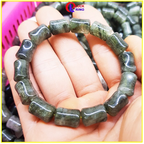 Vòng tay phong thủy TA tóc xanh bản đốt trúc hợp Nam Nữ mệnh Mộc Hỏa kèm hộp và Dây dự phòng - Luck Ring