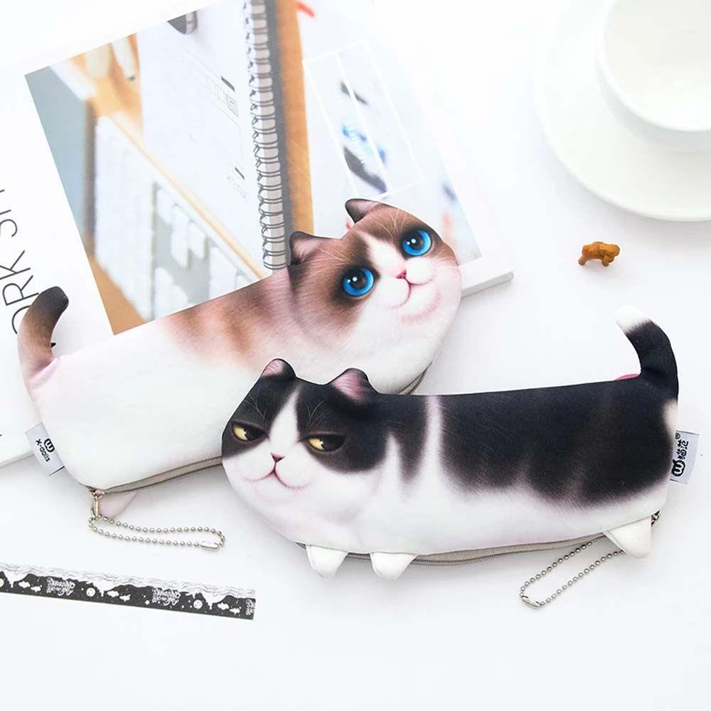 Túi Đựng Bút Mô Phỏng Mèo Hoạt Hình Dễ Thương Dành Cho Bé Trai Và Bé Gái