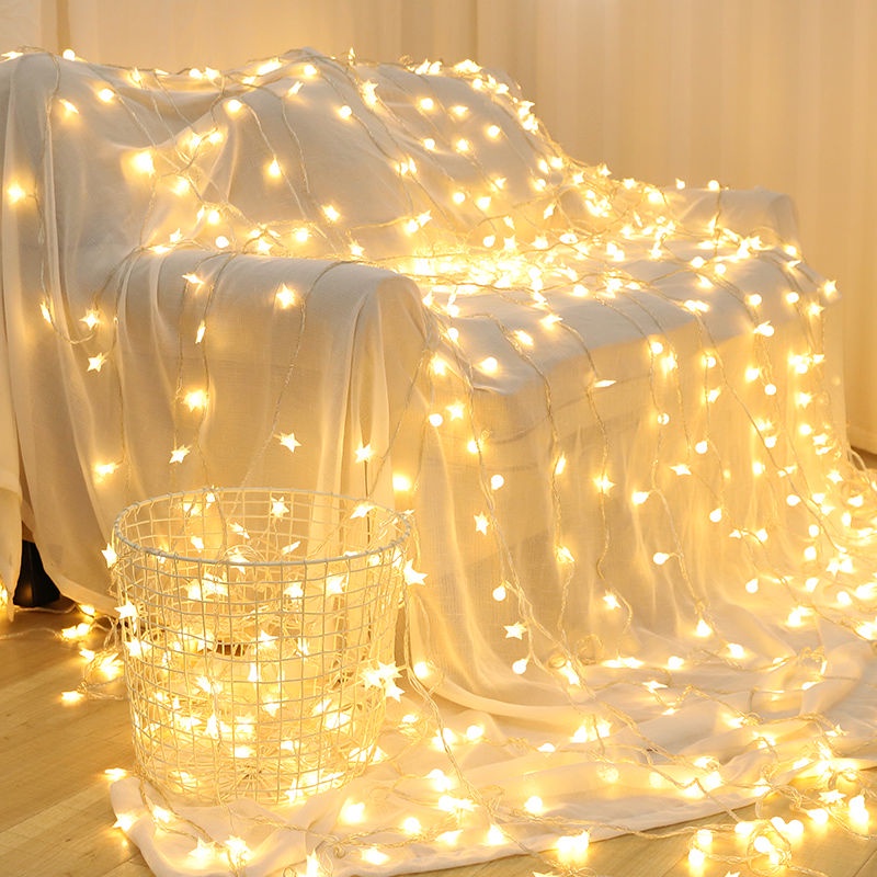 LED net ánh sáng đỏ sao ánh sáng chuỗi ký túc xá phòng ngủ bố trí phòng trang trí đèn màu trong trái tim cô gái giống nh