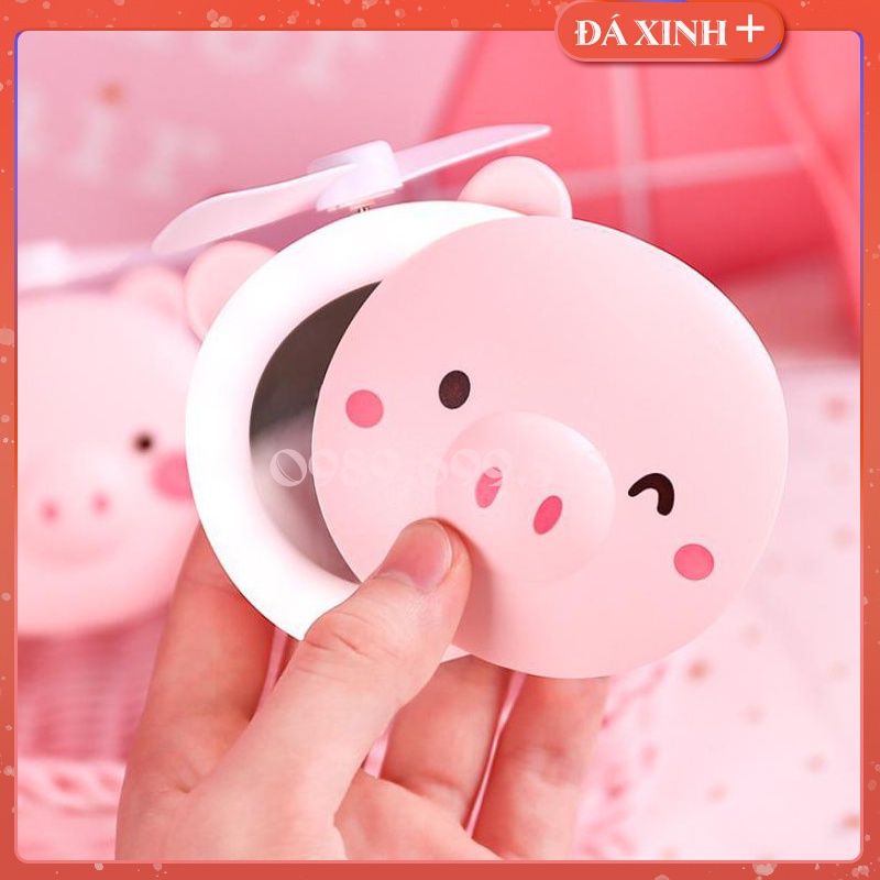 Gương Mặt Heo Siêu Cute Kèm Đèn LED Và Quạt 3 in 1 Tiện Dụng