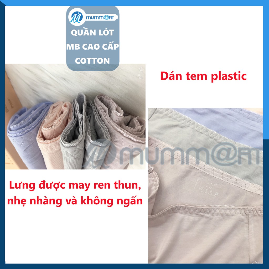 Hộp quần lót nữ xuất khẩu cotton MB cạp cao xuất Nhật 4 chiếc 4 màu khác nhau dưới 58kg- Mummart