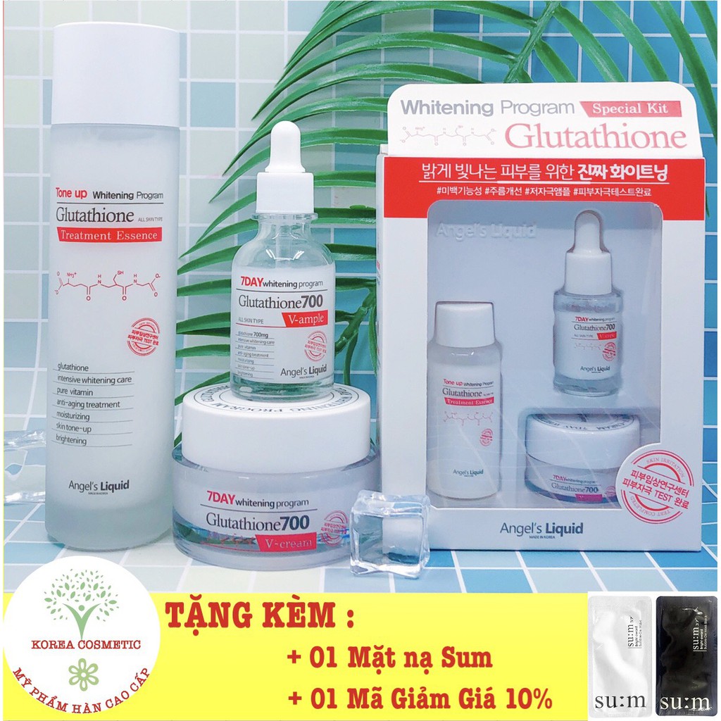 Huyết Thanh Trắng Da /Freeship từ 150k/ Combo Toner - Serum - Kem dưỡng 7 Day Whitening Program Glutathione 700 V-Ample