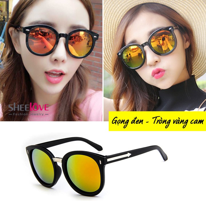 Kính mát nữ thời trang Hàn Quốc gọng mũi tên vàng tròng tráng gương nhiều màu Chống tia UV400 Mẫu mới 2019 K5016 | BigBuy360 - bigbuy360.vn