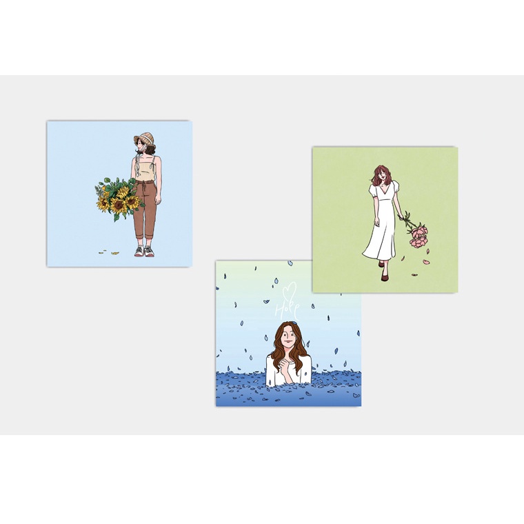 Set 9 Thẻ Giấy Trang Trí Họa Tiết cô gái đáng yêu có thể dán tường