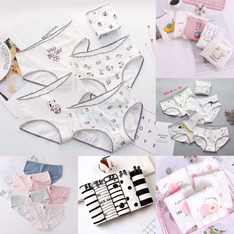 [Mã 12FASHIONSALE1 giảm 10K đơn 50K] Quần lót dễ thương, quần chíp nữ cotton kháng khuẩn, co giãn tốt Nogin