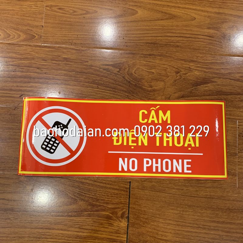 Poster decal dán tường cấm sử dụng điện thoại 15 x 40cm