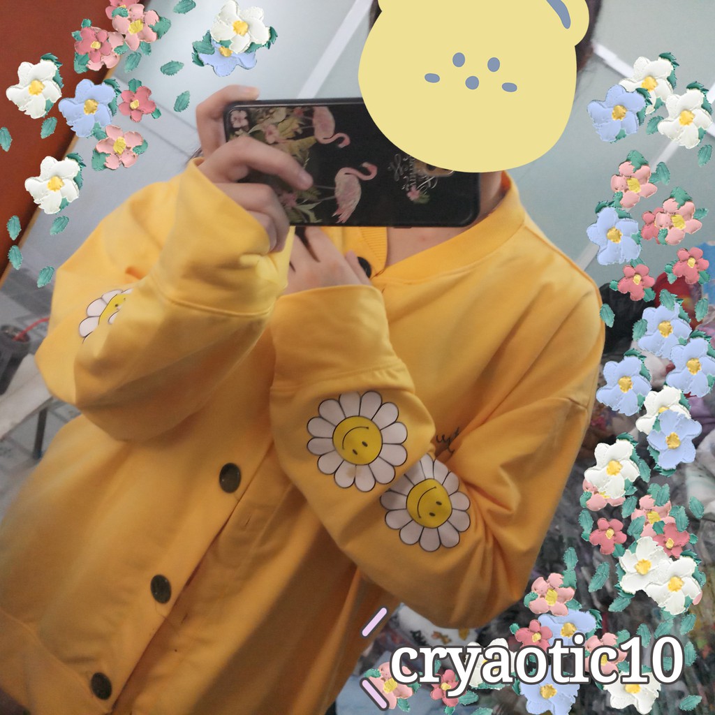 [Kèm hình thật] Áo khoác cardigan hoa cúc Sweet siêu cưng ulzzang cardigan cute style