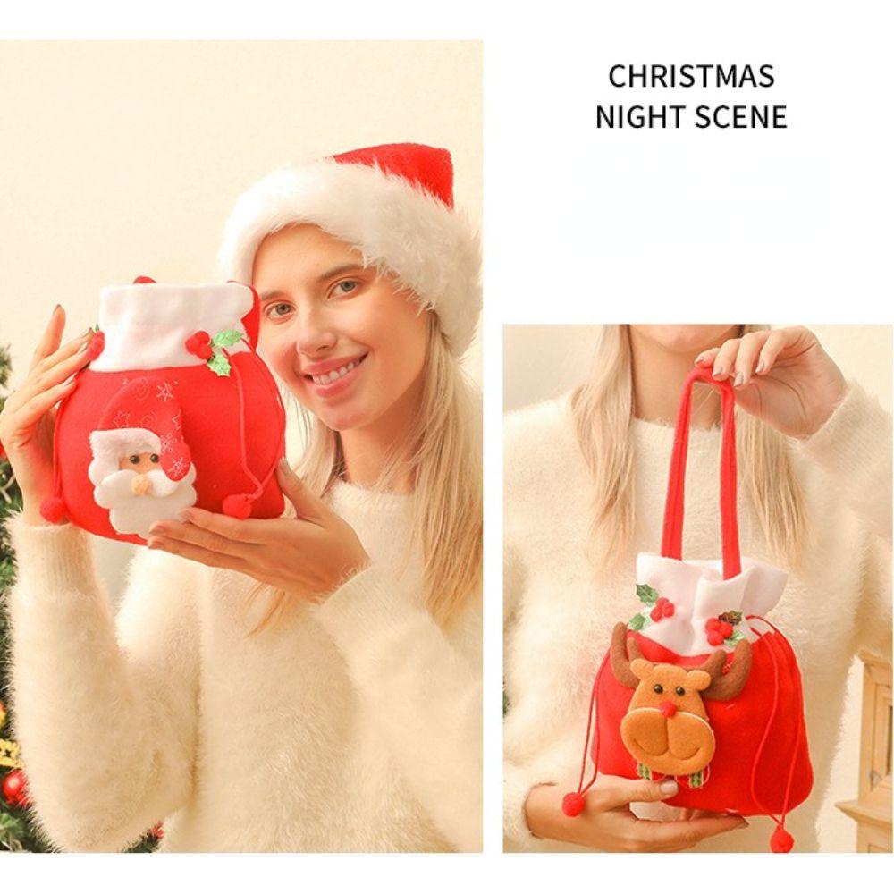 Túi Dây Rút Đựng Kẹo In Hình Ông Già Noel Dễ Thương