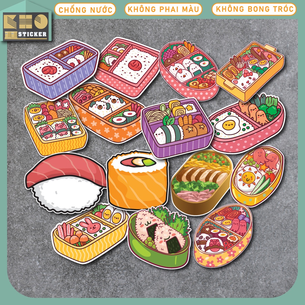 Combo 50 Sticker Đồ Ăn chống nước sticker dán laptop, điện thoại, đàn guitar, mũ bảo hiểm, vali. MSP: ST40