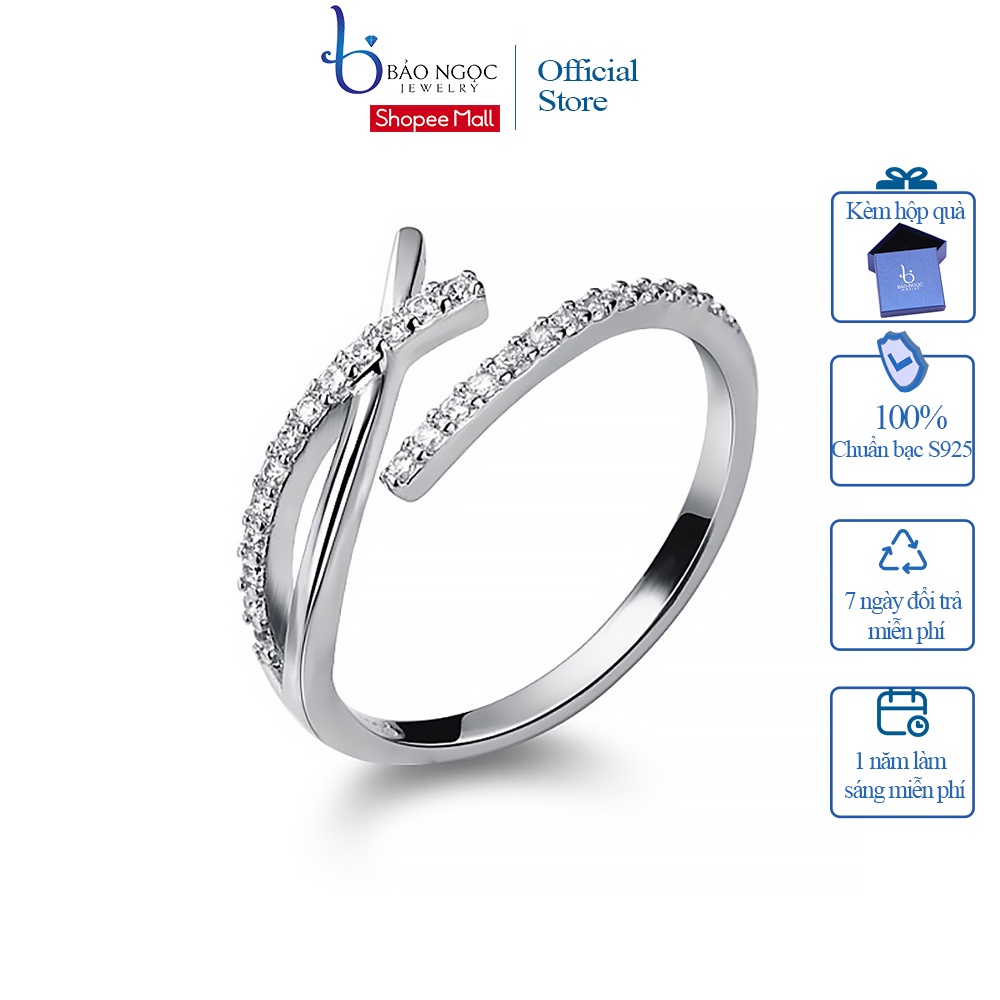 Nhẫn Bạc Nữ Đính Đá Sáng Bằng Bạc ITALY S925 Cao Cấp N2483 Bảo Ngọc Jewelry