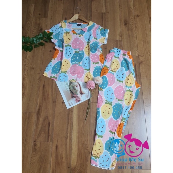 Bộ Tole Mẹ- Tay ngắn quần dài cổ sen hàng VNXK F21