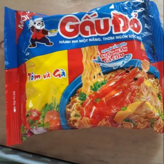 10 gói mì Gấu Đỏ tôm và gà 63g