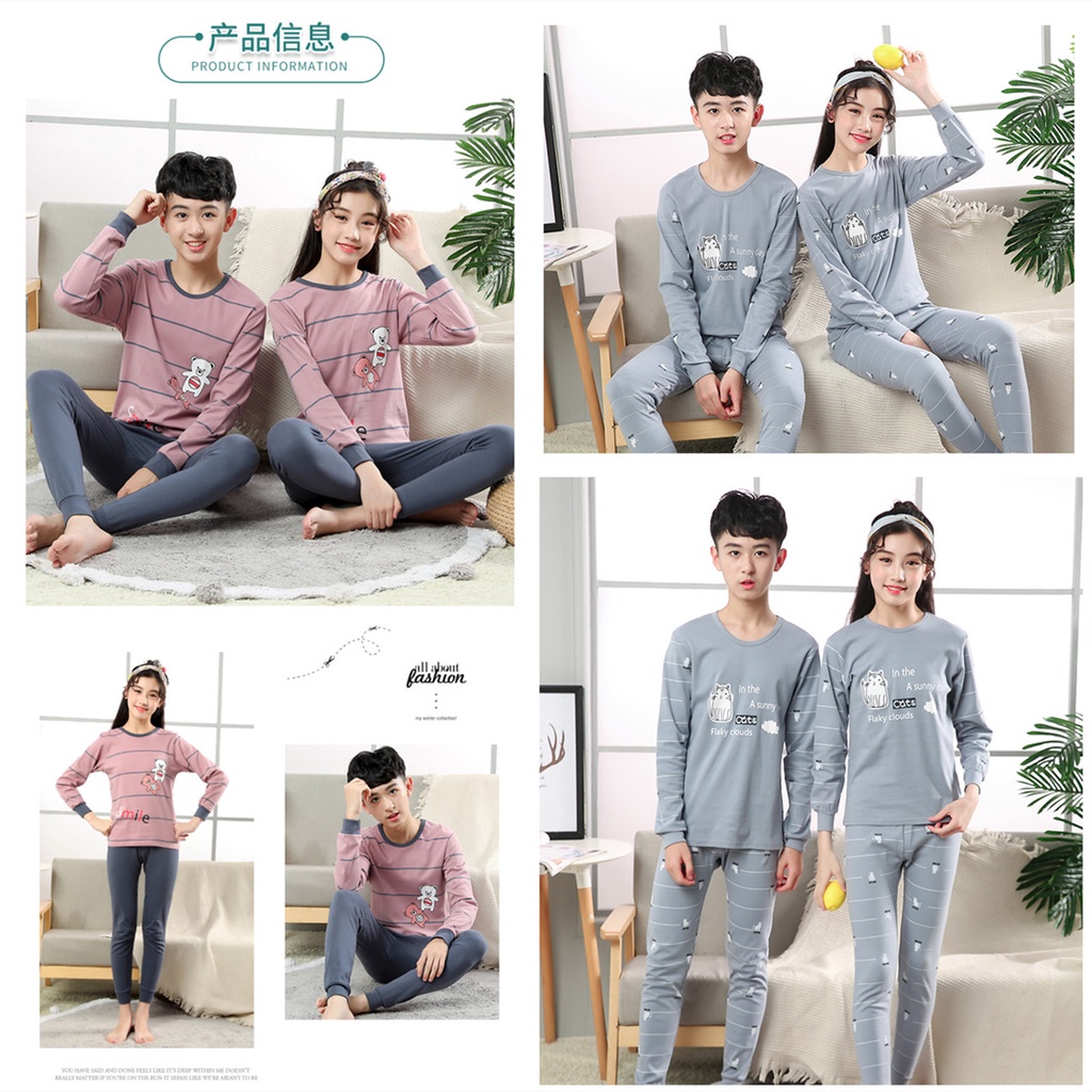 Bộ Đồ Ngủ Tay Dài Chất Liệu Cotton 140cm - 180cm Thời Trang Xuân Thu Cho Nam Nữ