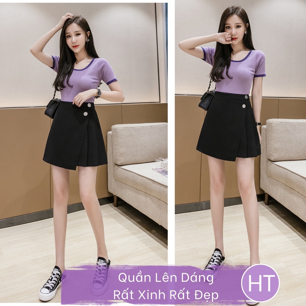 Chân váy chữ A ❤️ Nữ Cạp lưng cao khuy 2 nút nổi bật trẻ trung xinh đẹp phong cách hàn quốc sang trọng HT8 | BigBuy360 - bigbuy360.vn
