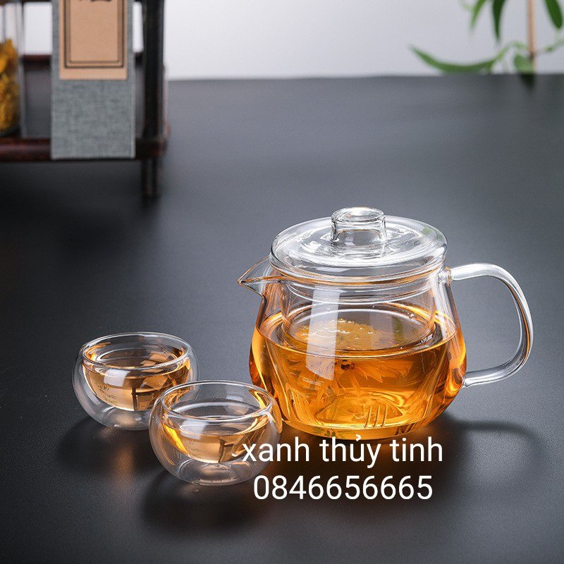 Bộ bình trà 400ml + 6 chén 2 lớp (Không kèm khay)