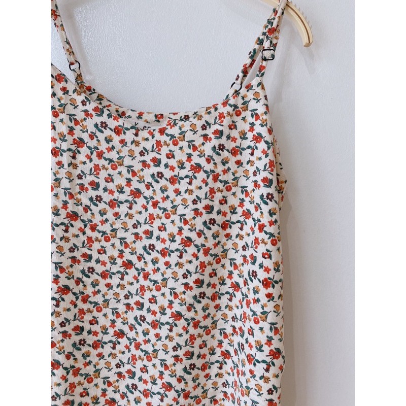 Váy hai dây hoa nhí vải nhung tăm suông A  VKE 9176-9 Ulzzang style 🌸 Hàng Quảng Châu