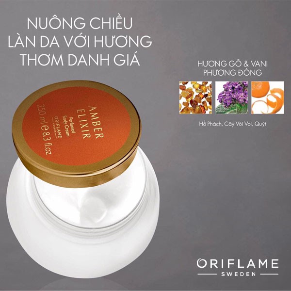 32338 Kem dưỡng thể mang hương thơm của nước hoa Amber Elixir giúp nuôi dưỡng làn da, thẩm thấu nhanh