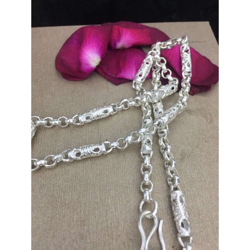 Dây chuyền nam ống bản 6-7li họa tiết bọ cạp bạc ta dài tầm 55cm mã D10BC