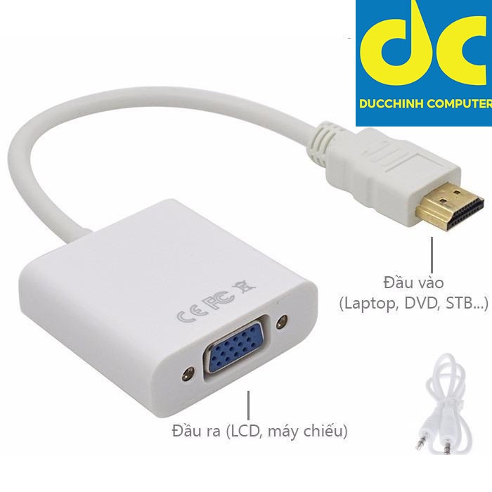 Cáp HDMI sang VGA kèm dây audio 3.5-Bộ đầu chuyển cổng HDMI ra VGA giắc HDMI to VGA,dây máy chiếu