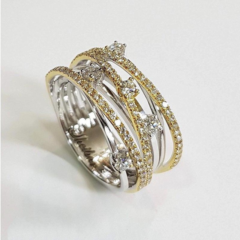 Nhẫn Aifei bằng bạc sterling 925 mạ vàng 18k đính kim cương dành cho nữ R514