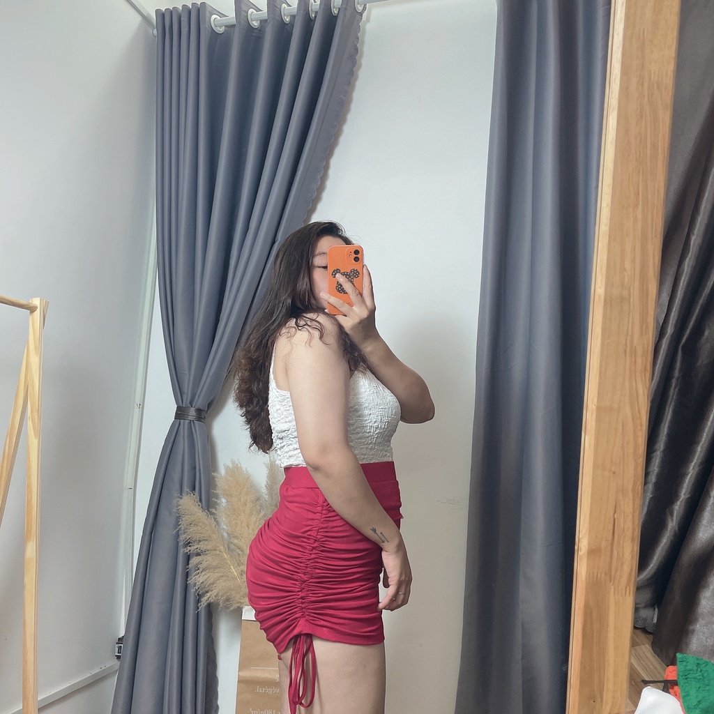Chân váy A rút dây bigsize nữ , rút dây hai bên ôm body lưng cao điều chỉnh độ dài váy CVR