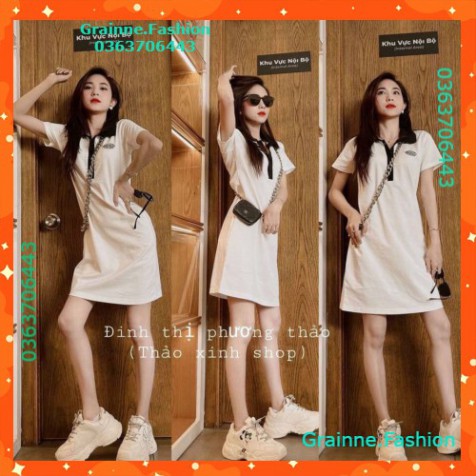 Đầm Polo Nữ Thêu Chữ Cộc Tay Dáng Rộng 🍉 VÁY POLO THUN BE ANNIE VIỀN CỔ ĐEN ULZZANG 💎👗👑-GNFShop