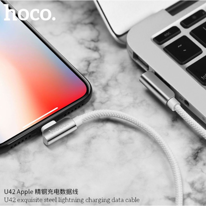 Cáp sạc chữ L Lightning iPhone Micro USB Type C 1,2m hỗ trợ sạc nhanh truyền dữ liệu HOCO U42 - Hàng Chính Hãng