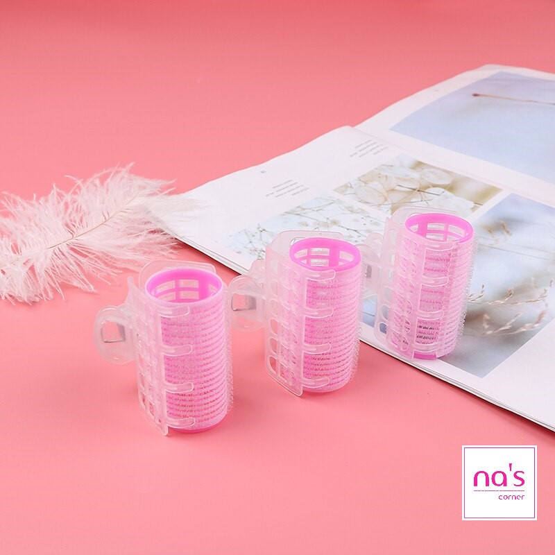 Bộ 3 lô quấn tóc tự dính kèm kẹp giữ cố định tiện dụng cuốn tóc cụp tóc xoăn mái phồng mái 2.5cm 3cm