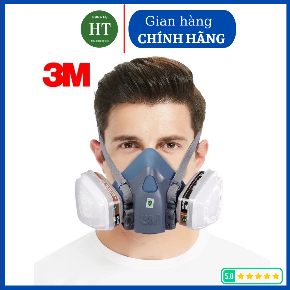 MẶT NẠ PHÒNG ĐỘC 3M 7502 Kiểu dáng nửa mặt, gọn nhẹ Kết hợp: 2 phin+2 tấm lọc , Chất liệu: Silicone, TPE