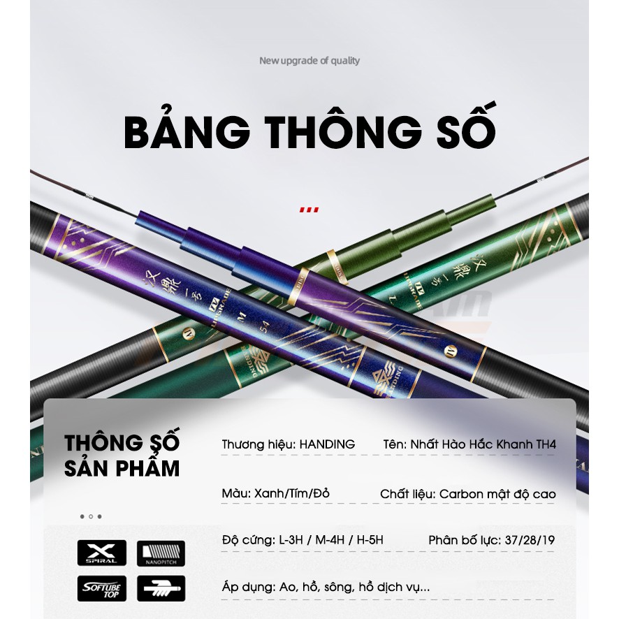 Cần câu tay Handing Nhất Hào Hắc Khanh thế hệ IV phiên bản L M H