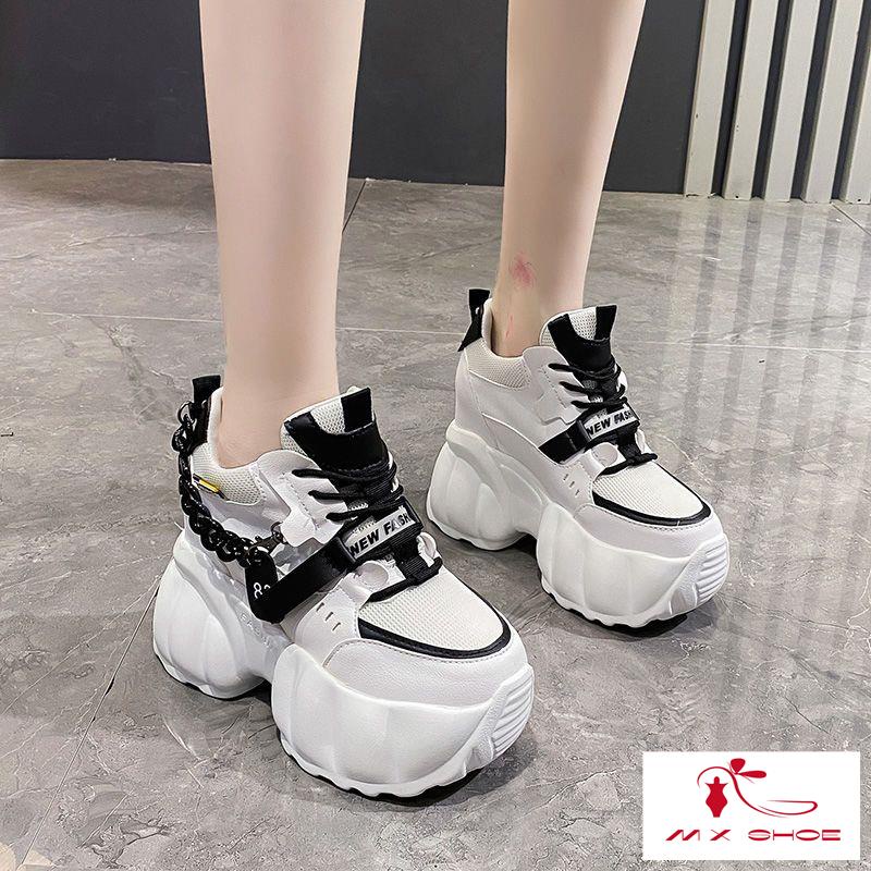 M & X ~  Giày Thể Thao Đế Dày 10cm Màu Trắng Phong Cách Mới Dễ Phối Đồ Cho Nữ