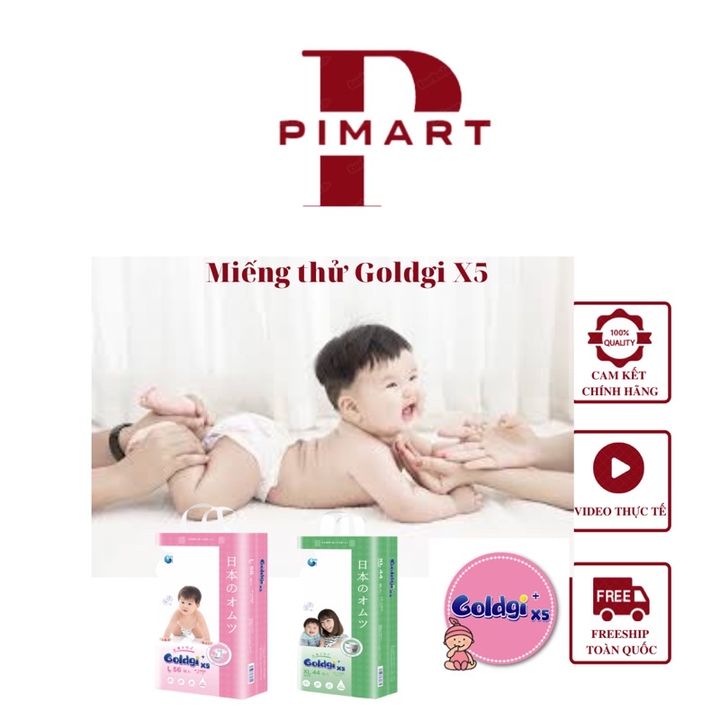 [MIẾNG THỬ] Bỉm Dán/quần GOLDGI X5 Nhật Bản, size Nb92/S84/M66/M60/L56/L48/XL46/XL44/XXL34