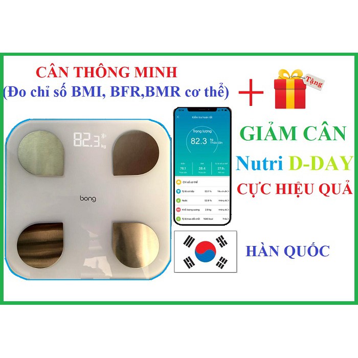 Cân Điện Tử Kết Nối Bluetooth Thông Minh Đo Sức Khỏe Giảm Cân Nutri d day Hàn Quốc