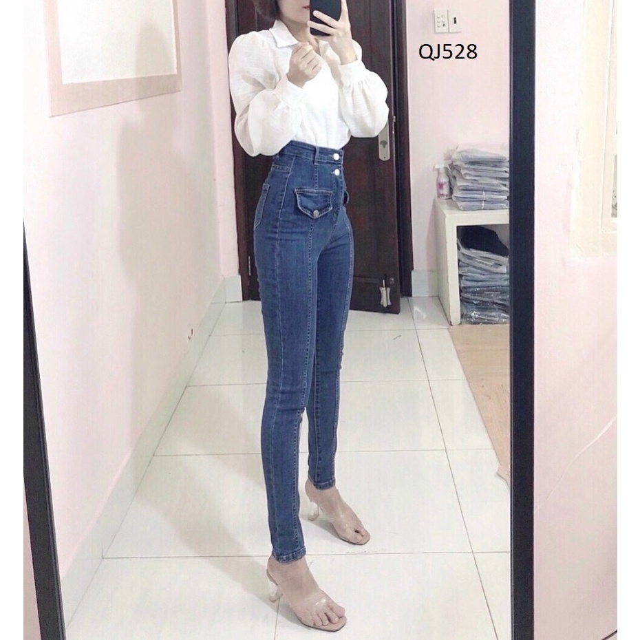 Quần jean nữ lưng siêu cao [Chít thân cảm giác chân dài] QJ528