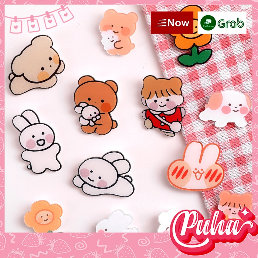 Cài áo hoạt hình Puha , huy hiệu balo, pin cài áo Cartoon Badge Nhật Bản  CA01, Puhashop