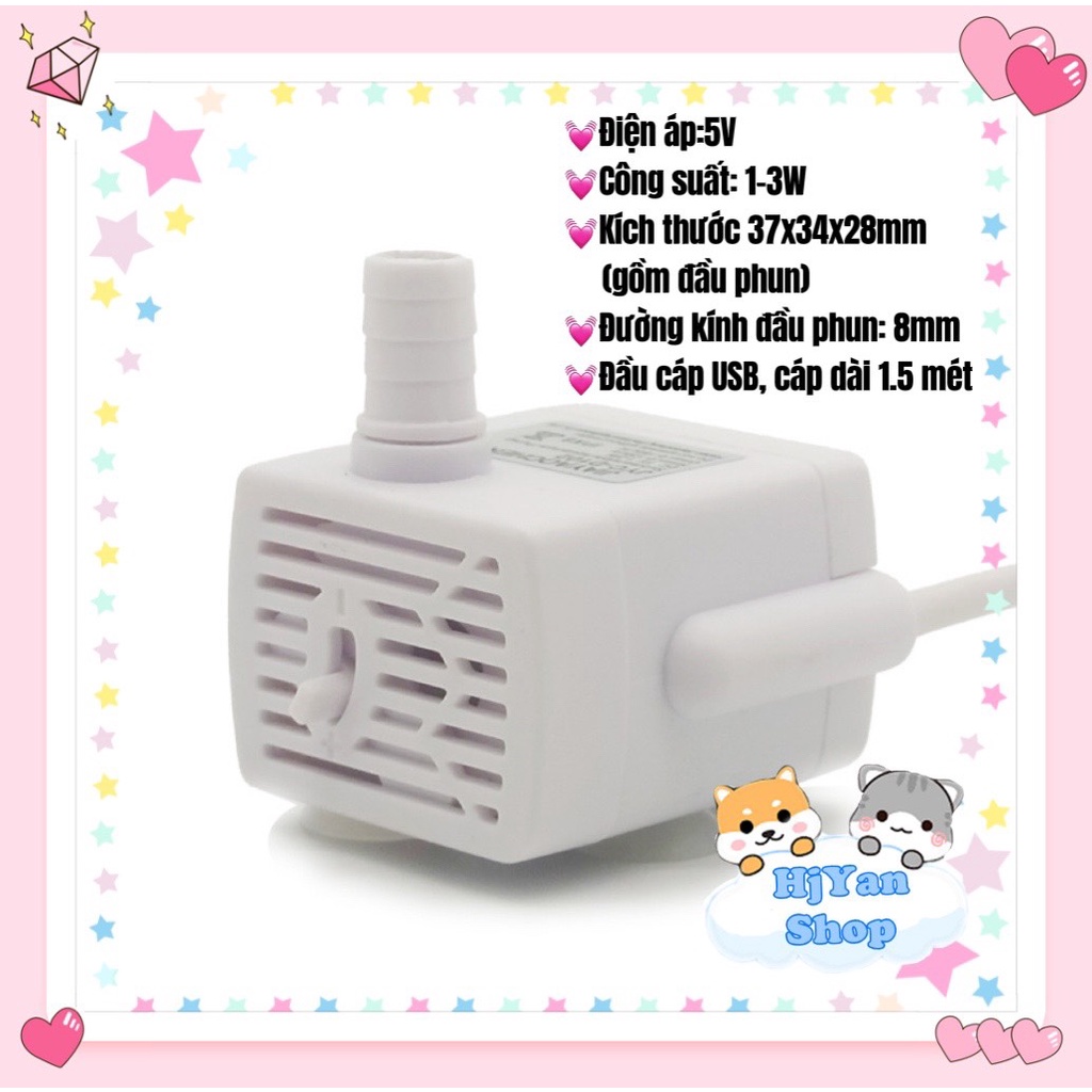 Bơm thay thế chuyên dụng cho máy uống nước tự động lọc nước cho chó mèo thú cưng đèn LED + tự ngắt điện khi thiếu nước