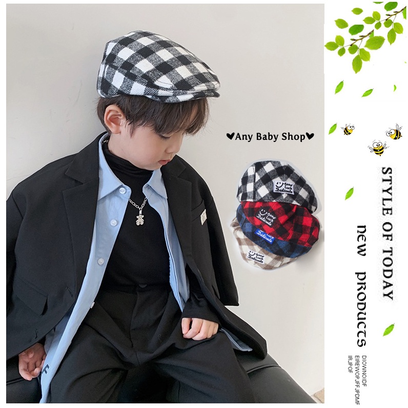 Nón Mũ nồi Beret sọc caro hot hit đội được hai kiểu cho bé nhiều màu cực cool (hàng có sẵn) ❣❣