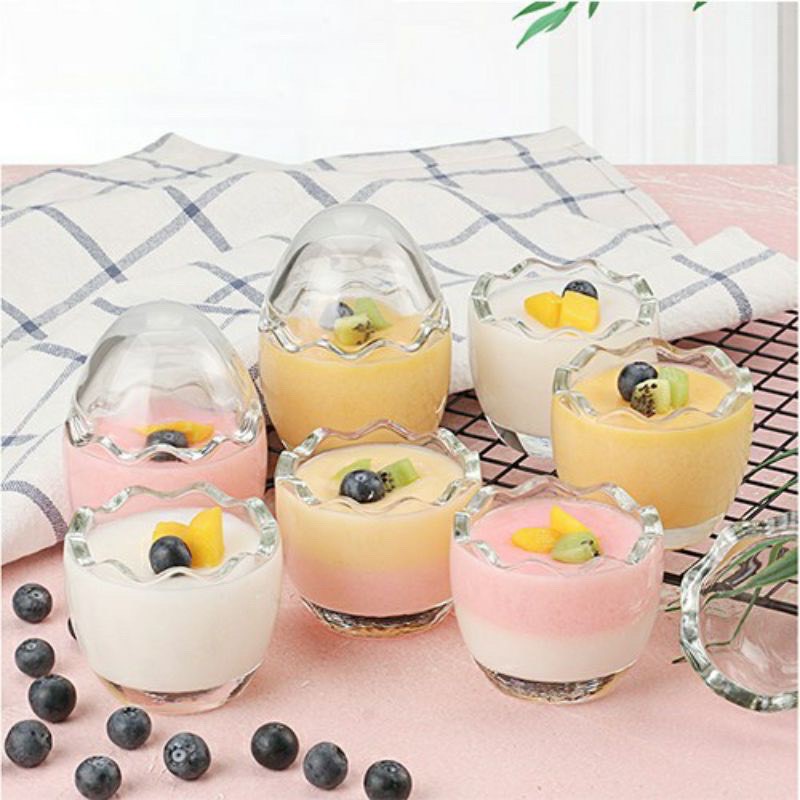 Hũ thủy tinh hình quả trứng 60ml làm bánh pudding, sữa chua cho bé