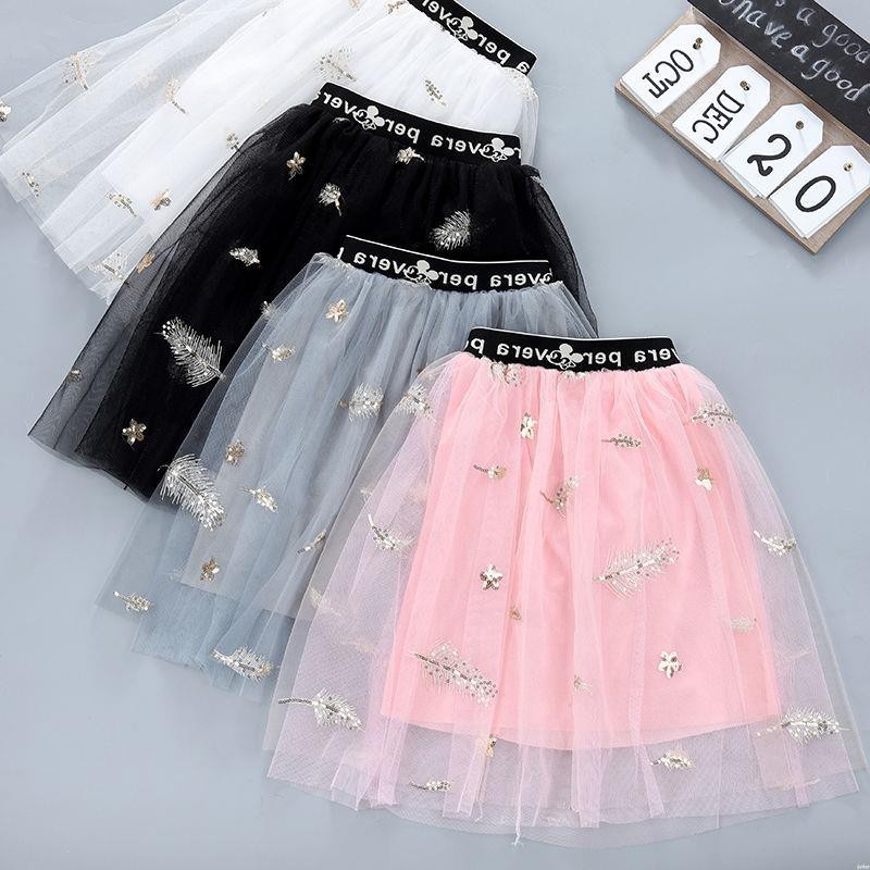 Chân váy chữ A phối lưới thời trang cho bé gái